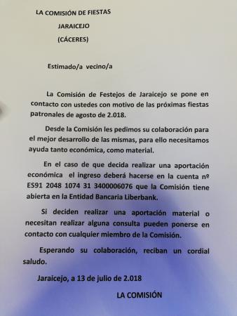 Imagen COLABORACIÓN COMISIÓN DE FESTEJOS