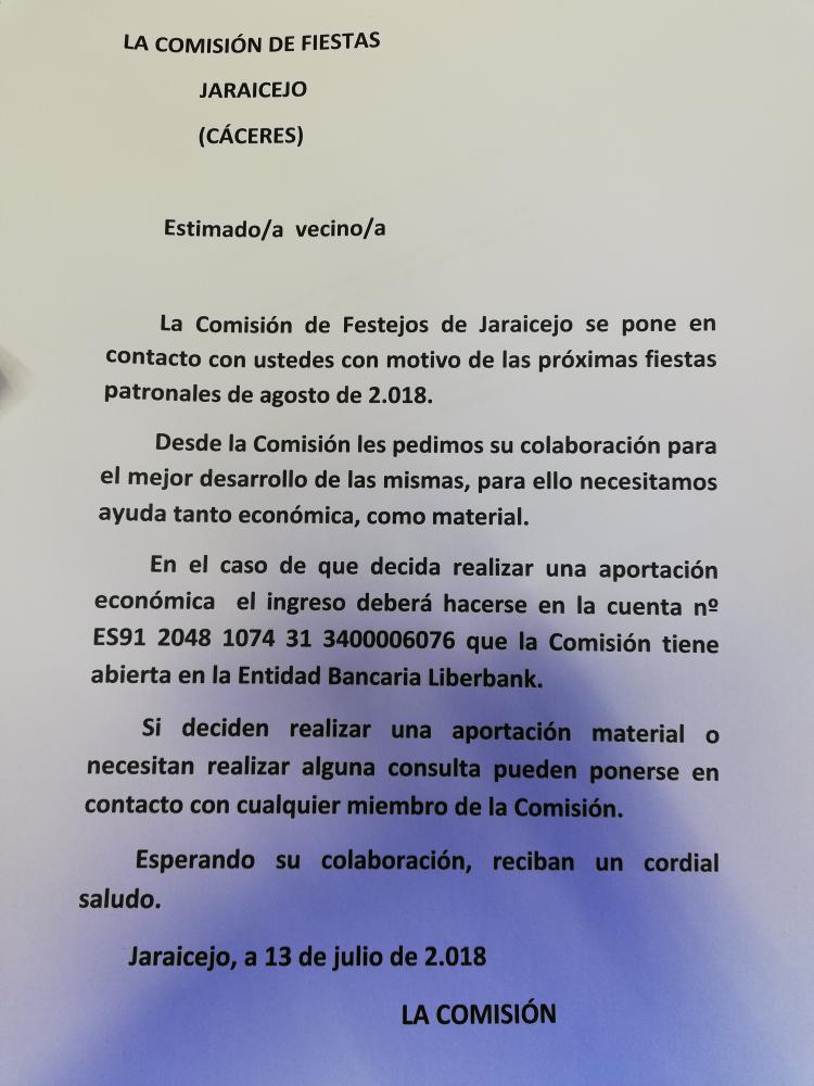 Imagen COLABORACIÓN COMISIÓN DE FESTEJOS