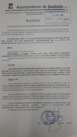 Imagen CAMPAÑA DE MATANZAS DOMICILIARIAS 2018/19