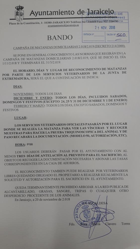 Imagen CAMPAÑA DE MATANZAS DOMICILIARIAS 2018/19