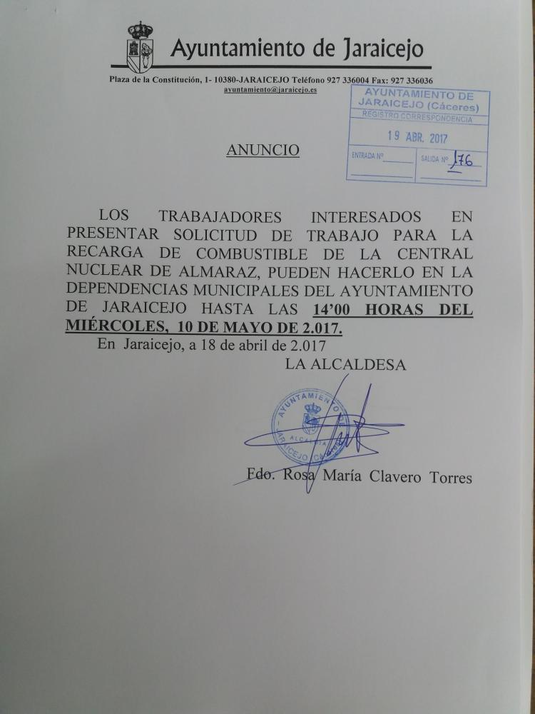 Imagen Recarga de combustible Central Nuclear de Almaraz