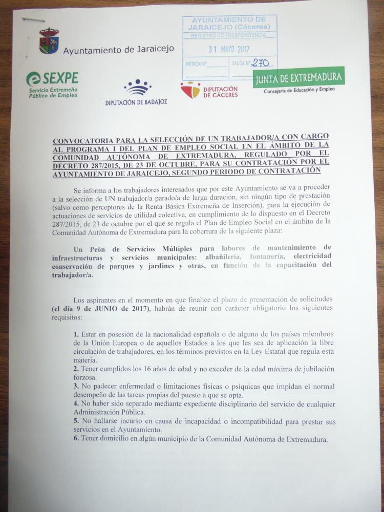 Imagen 1 Plaza de peón servicios múltiples.