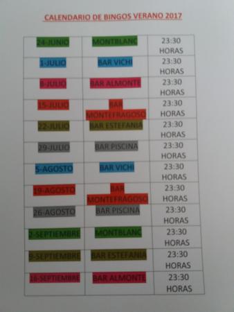 Imagen Calendario bingos verano 2017