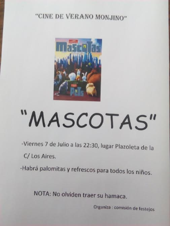 Imagen CINE DE VERANO MONJINO (MASCOTAS)