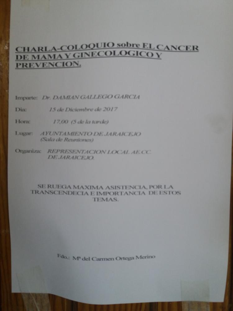 Imagen 'CHARLA SOBRE CANCER DE MAMA' 