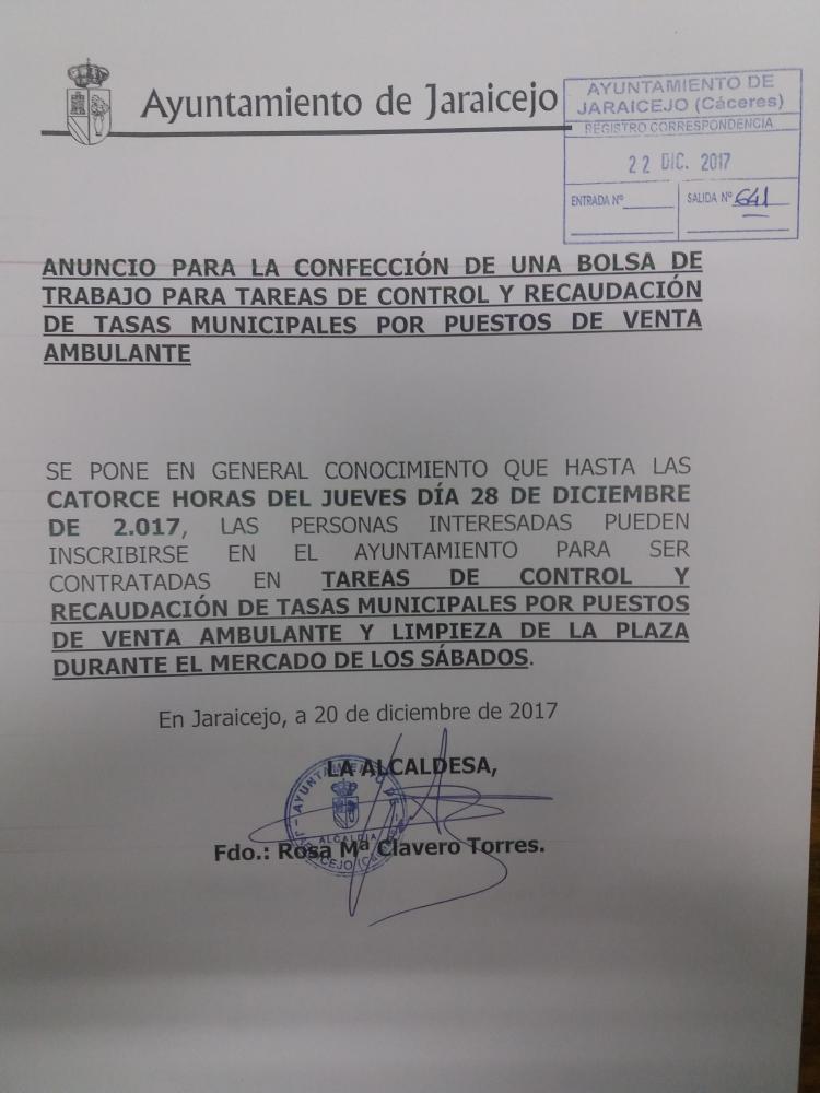 Imagen BOLSA DE TRABAJO PARA EMPLEO MUNICIPAL